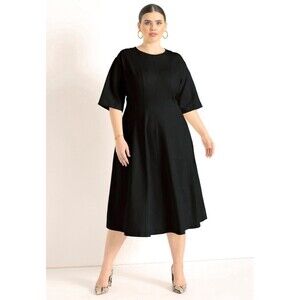 ELOQUII Black Shift Dress Plus Size 16 Short Sleeve Knit Stretch Goth Work